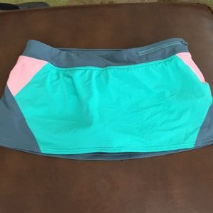 Lands End Mint Green and Coral Bathing Suit Skirt